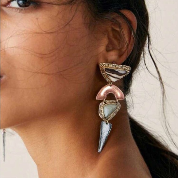 Zara Jewelry - New! Zara Two Tone Boho Geometric Drop Earrings (3009) NWOT